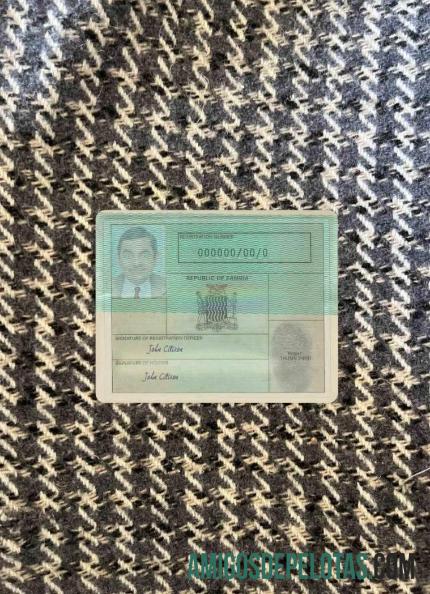 Zambia National Registration Card olhar de foto frente exemplo